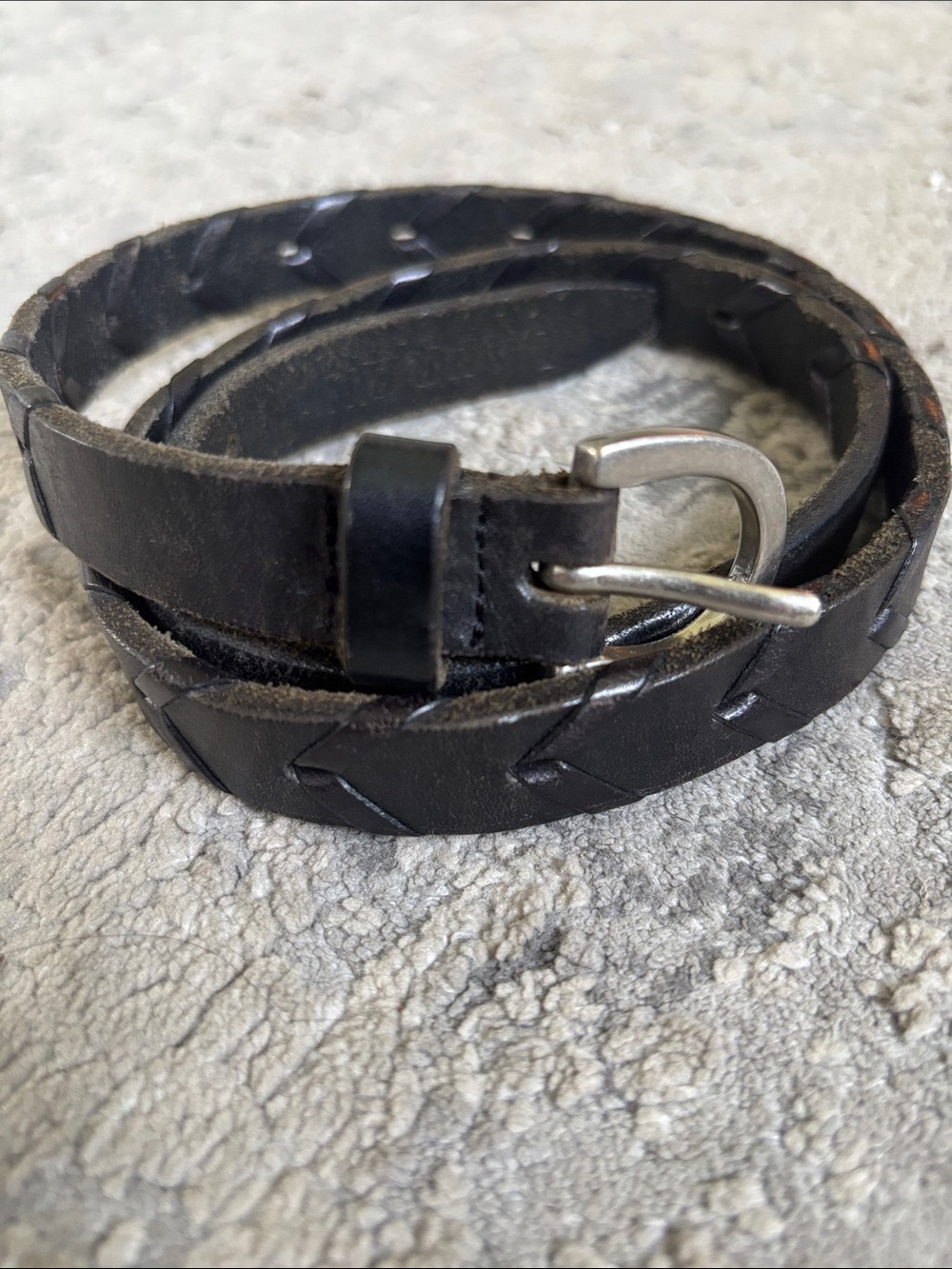 VTG Y2K RALPH LAUREN Black Leather Braided Wrap Belt Bracelet